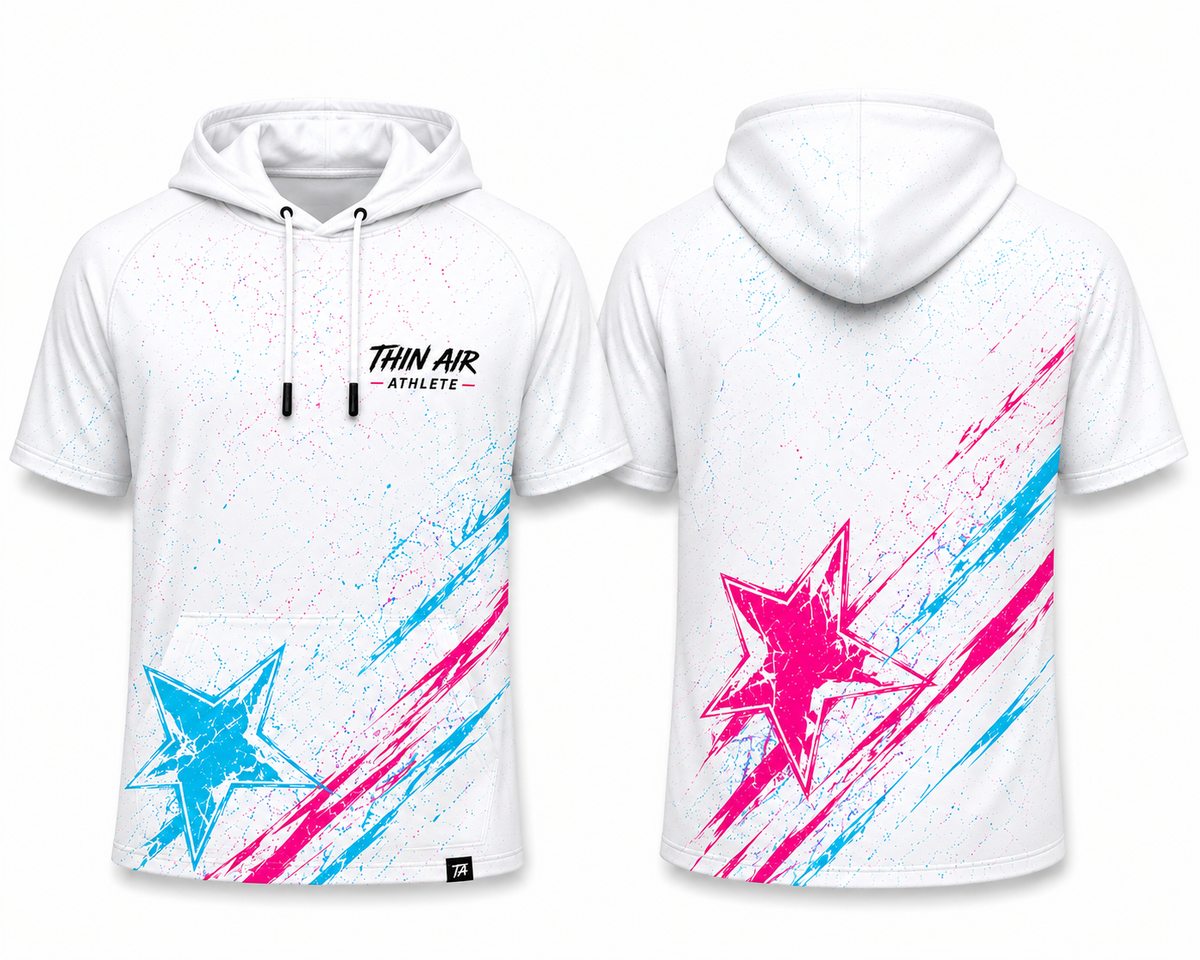 Shooting Star Short Sleeve Hoodie — White